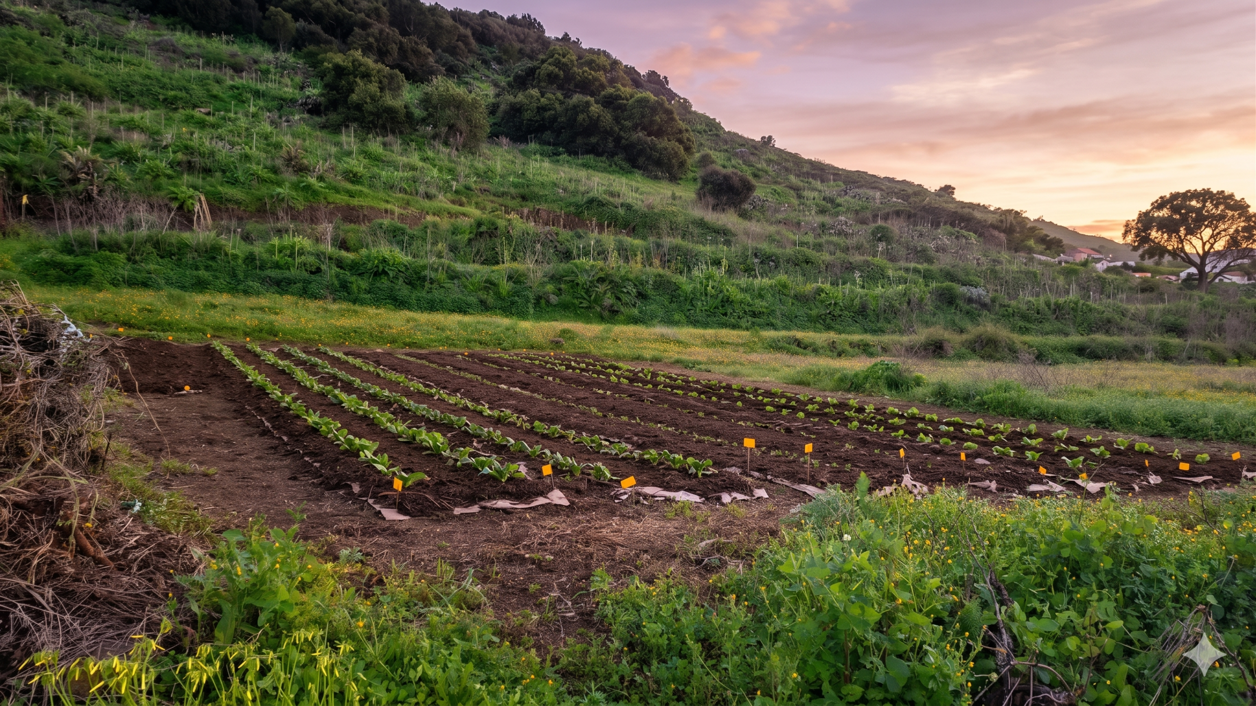 Foto general de la huerta ecológica regenerativa El Fincal